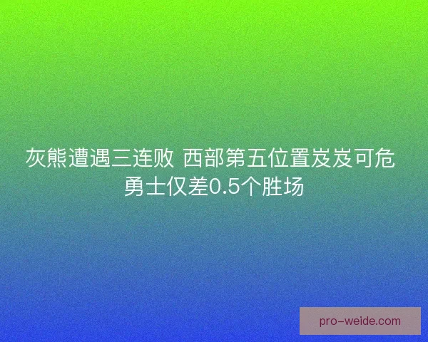 灰熊遭遇三连败 西部第五位置岌岌可危 勇士仅差0.5个胜场 灰熊遭遇三连败 西部第五位置岌岌可危 勇士仅差0.5个胜场