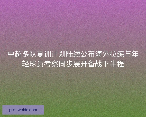 中超多队夏训计划陆续公布海外拉练与年轻球员考察同步展开备战下半程