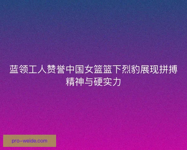 蓝领工人赞誉中国女篮篮下烈豹展现拼搏精神与硬实力 蓝领工人赞誉中国女篮篮下烈豹展现拼搏精神与硬实力